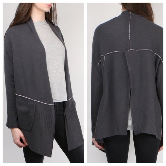 Paychi Guh S M Gray Open Back Cashmere Cardigan - Picture 8 of 8